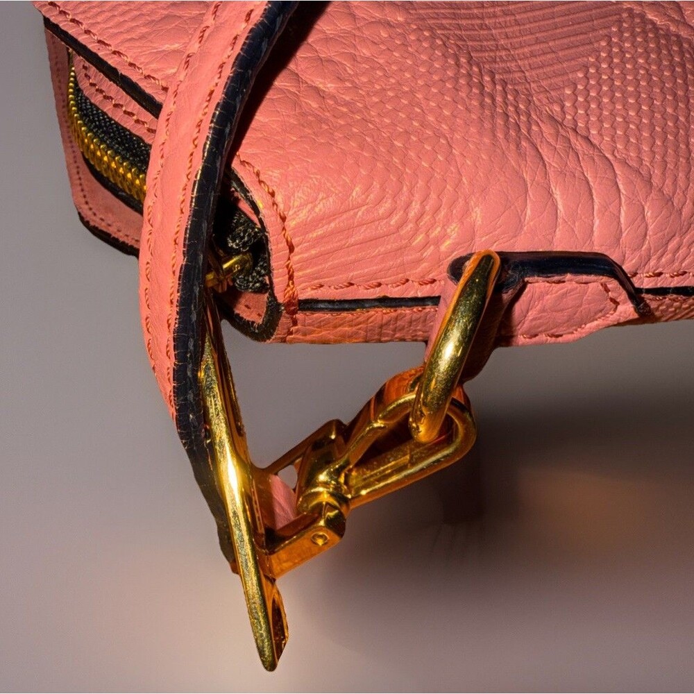 BURBERRY Crossbody Bag Pink Embossed Leather Good Used Condition - Picture 10 of 14